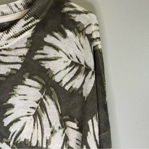 NWT J Jill Linen Blend Sweater Women's Size XL Palm Leaf Print Lightweight Knit - Picture 3 of 9